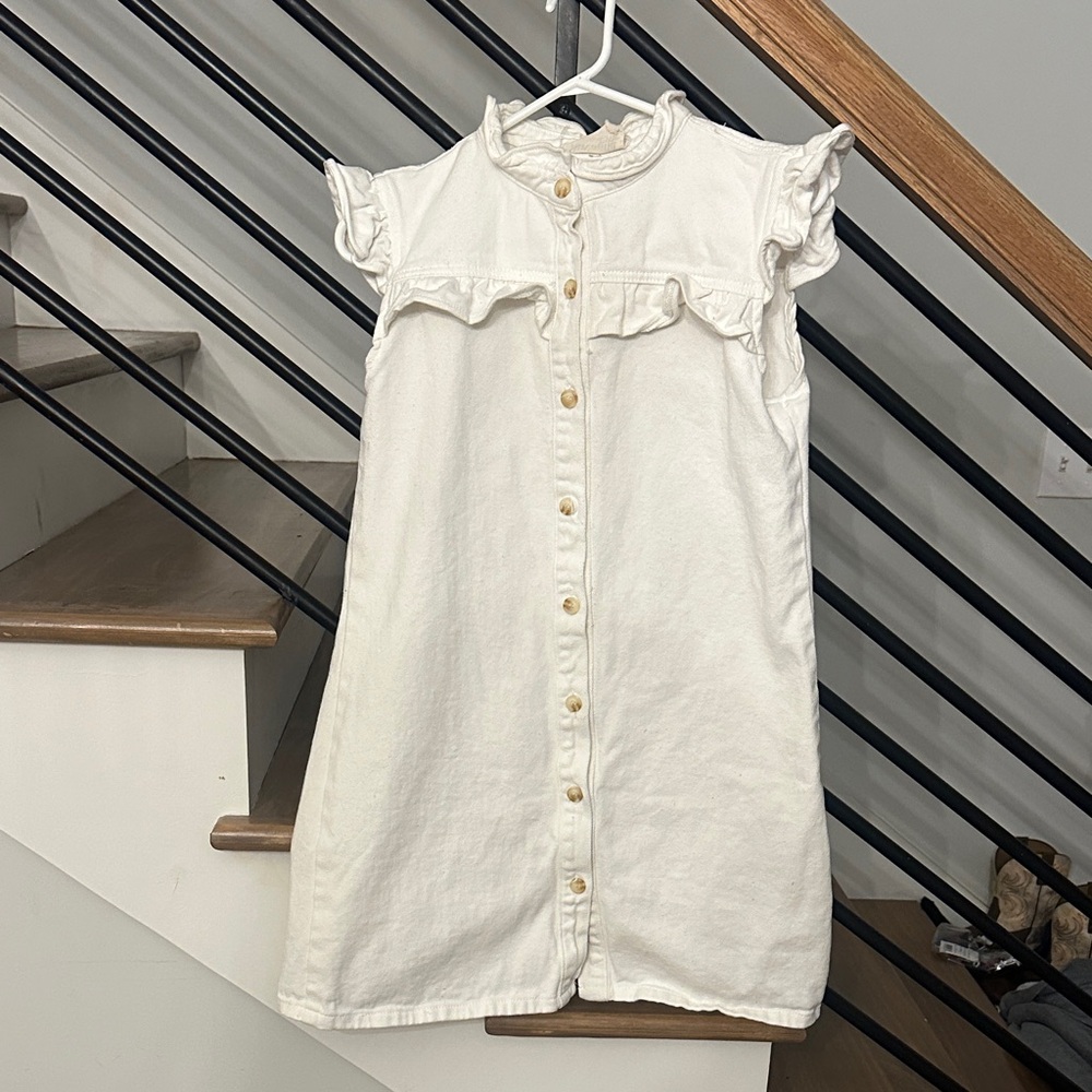 Savanna Jane Charming White Ruffle Button-Down Dress